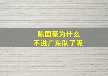 陈国豪为什么不进广东队了呢