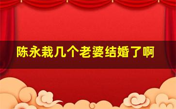 陈永栽几个老婆结婚了啊