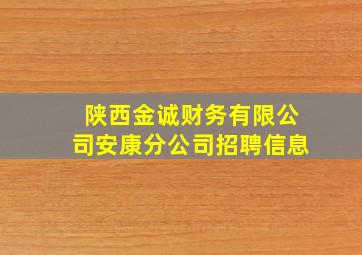 陕西金诚财务有限公司安康分公司招聘信息