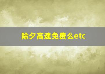 除夕高速免费么etc