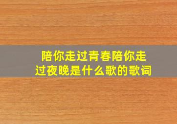 陪你走过青春陪你走过夜晚是什么歌的歌词