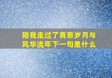 陪我走过了青葱岁月与风华流年下一句是什么