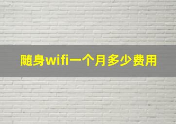 随身wifi一个月多少费用