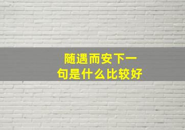 随遇而安下一句是什么比较好