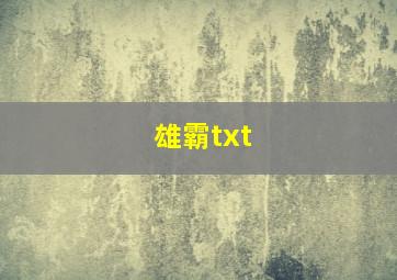 雄霸txt