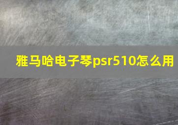 雅马哈电子琴psr510怎么用