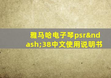 雅马哈电子琴psr–38中文使用说明书