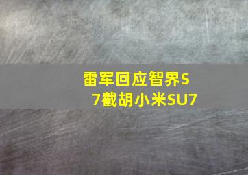 雷军回应智界S7截胡小米SU7