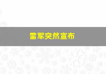 雷军突然宣布