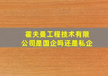 霍夫曼工程技术有限公司是国企吗还是私企