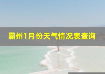 霸州1月份天气情况表查询