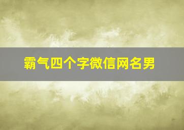 霸气四个字微信网名男