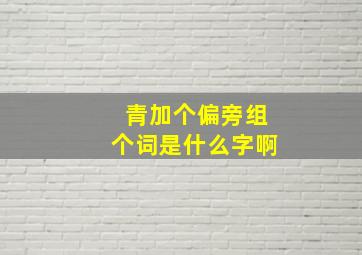 青加个偏旁组个词是什么字啊