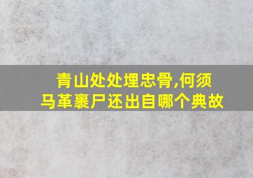 青山处处埋忠骨,何须马革裹尸还出自哪个典故