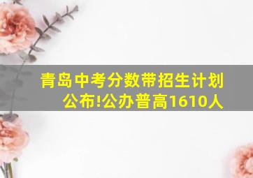 青岛中考分数带招生计划公布!公办普高1610人