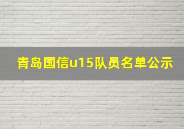 青岛国信u15队员名单公示