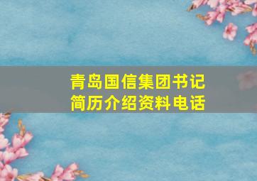 青岛国信集团书记简历介绍资料电话