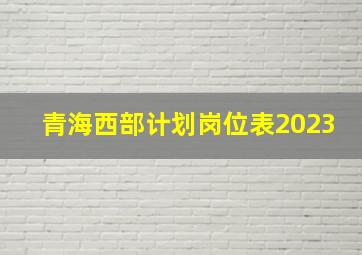 青海西部计划岗位表2023