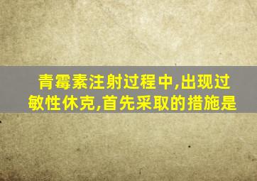 青霉素注射过程中,出现过敏性休克,首先采取的措施是