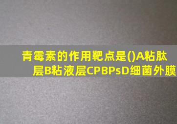 青霉素的作用靶点是()A粘肽层B粘液层CPBPsD细菌外膜