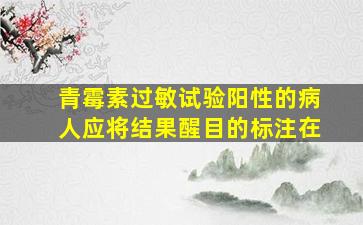 青霉素过敏试验阳性的病人应将结果醒目的标注在