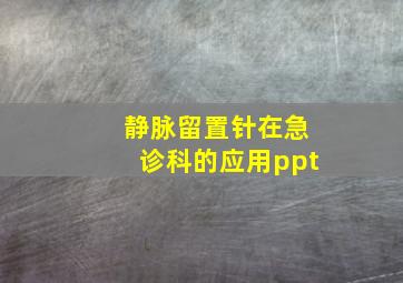 静脉留置针在急诊科的应用ppt