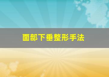 面部下垂整形手法