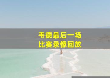 韦德最后一场比赛录像回放