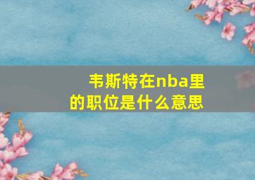 韦斯特在nba里的职位是什么意思