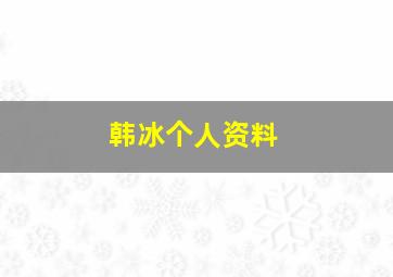 韩冰个人资料