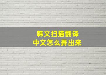 韩文扫描翻译中文怎么弄出来