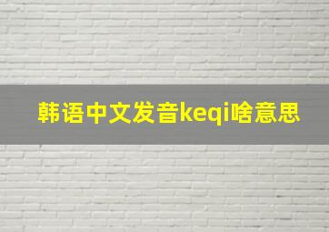 韩语中文发音keqi啥意思