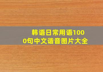 韩语日常用语1000句中文谐音图片大全