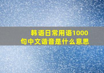 韩语日常用语1000句中文谐音是什么意思