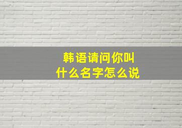 韩语请问你叫什么名字怎么说