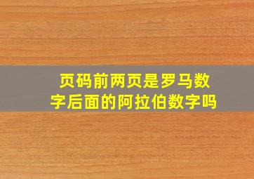 页码前两页是罗马数字后面的阿拉伯数字吗