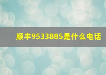 顺丰9533885是什么电话