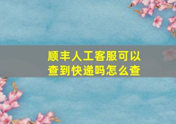 顺丰人工客服可以查到快递吗怎么查