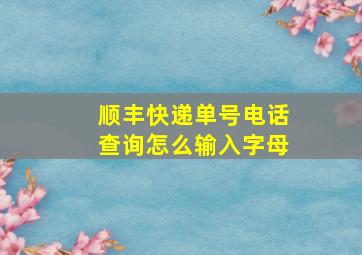 顺丰快递单号电话查询怎么输入字母