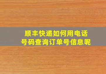 顺丰快递如何用电话号码查询订单号信息呢