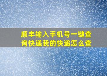 顺丰输入手机号一键查询快递我的快递怎么查