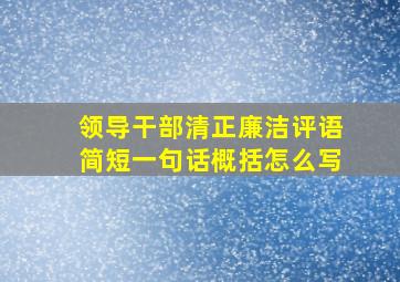 领导干部清正廉洁评语简短一句话概括怎么写