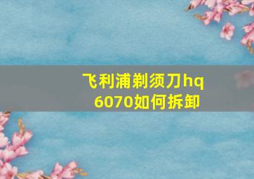 飞利浦剃须刀hq6070如何拆卸