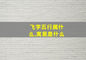 飞字五行属什么,寓意是什么