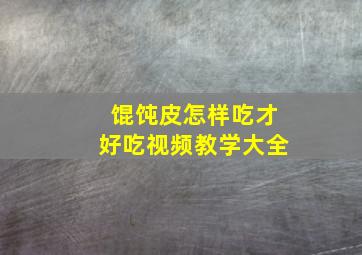 馄饨皮怎样吃才好吃视频教学大全