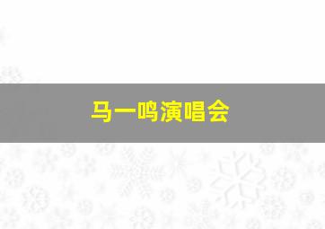 马一鸣演唱会