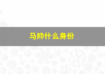 马帅什么身份