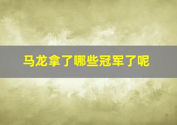 马龙拿了哪些冠军了呢