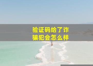 验证码给了诈骗犯会怎么样