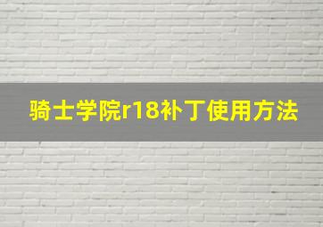 骑士学院r18补丁使用方法